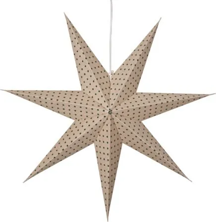 Cotton papirstjerne 60 cm, beige med grønne prikker