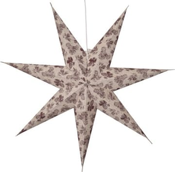 Cotton papirstjerne 60 cm - beige med rødt kongle- og granbarnålsmønster - Innredning - Julepynt & helgedekorasjon - Julepynt & juledekorasjon