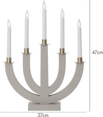 Eli lysestake 37 cm - beige med gullmalt dekorasjon - Innredning - Julepynt & helgedekorasjon - Julepynt & juledekorasjon