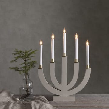 Eli lysestake 37 cm - beige med gullmalt dekorasjon - Innredning - Julepynt & helgedekorasjon - Julepynt & juledekorasjon