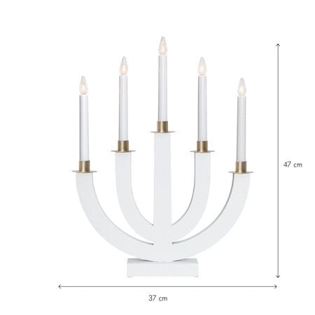 Eli lysestake 37 cm - hvit med gullmalt dekor - Innredning - Julepynt & helgedekorasjon - Julepynt & juledekorasjon