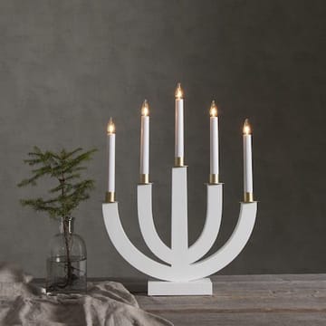 Eli lysestake 37 cm - hvit med gullmalt dekor - Innredning - Julepynt & helgedekorasjon - Julepynt & juledekorasjon