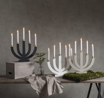 Eli lysestake 37 cm - hvit med gullmalt dekor - Innredning - Julepynt & helgedekorasjon - Julepynt & juledekorasjon
