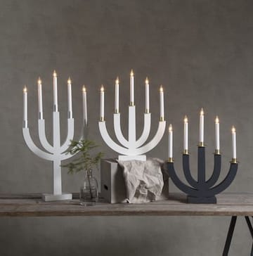 Eli lysestake 37 cm - hvit med gullmalt dekor - Innredning - Julepynt & helgedekorasjon - Julepynt & juledekorasjon