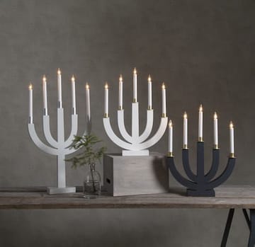 Eli lysestake 37 cm - hvit med gullmalt dekor - Innredning - Julepynt & helgedekorasjon - Julepynt & juledekorasjon
