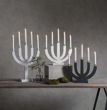 Eli lysestake 37 cm - hvit med gullmalt dekor - Innredning - Julepynt & helgedekorasjon - Julepynt & juledekorasjon