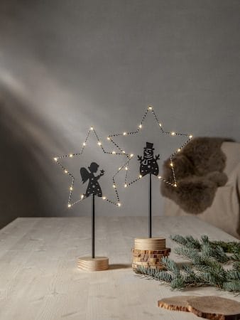 Glimta innendørs dekorasjonsbelysning 25 cm - svart med naturfarget trebase - Innredning - Julepynt & helgedekorasjon - Julepynt & juledekorasjon