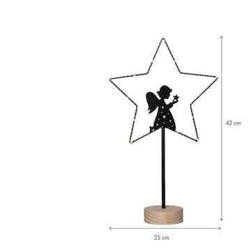 Glimta innendørs dekorasjonsbelysning 25 cm - svart med naturfarget trebase - Innredning - Julepynt & helgedekorasjon - Julepynt & juledekorasjon