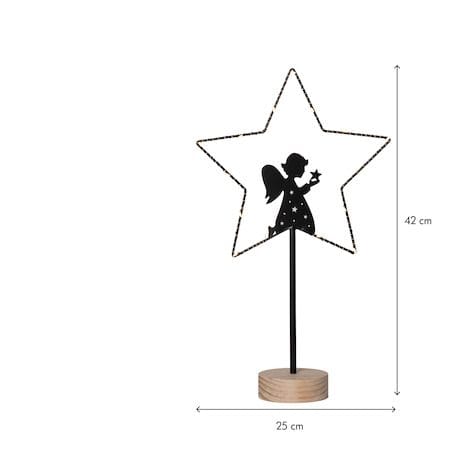 Glimta innendørs dekorasjonsbelysning 25 cm - svart med naturfarget trebase - Innredning - Julepynt & helgedekorasjon - Julepynt & juledekorasjon
