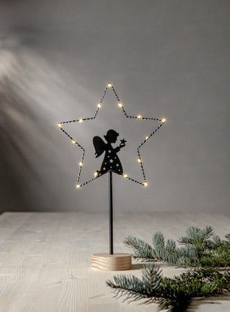 Glimta innendørs dekorasjonsbelysning 25 cm - svart med naturfarget trebase - Innredning - Julepynt & helgedekorasjon - Julepynt & juledekorasjon