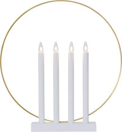 Glory lysestake 42 cm, hvit/messingfarget