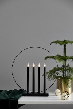 Glory lysestake 42 cm - svart med messingfarget dekor - Innredning - Julepynt & helgedekorasjon - Julepynt & juledekorasjon