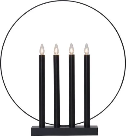 Glory lysestake 42 cm, svart med messingfarget dekor