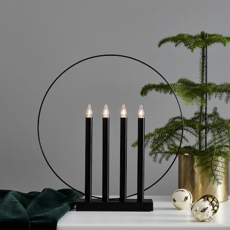 Glory lysestake 42 cm - svart med messingfarget dekor - Innredning - Julepynt & helgedekorasjon - Julepynt & juledekorasjon