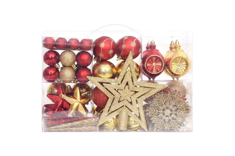 beBasic Julekulesett 108 deler gull og rød - Gull - Julepynt & juledekorasjon - Juletrepynt & julekuler