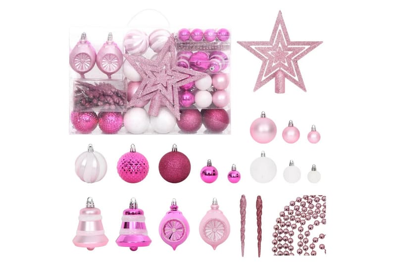 beBasic Julekulesett 108 deler hvit/rosa - Rosa - Julepynt & juledekorasjon - Juletrepynt & julekuler