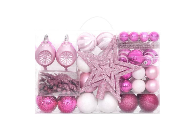beBasic Julekulesett 108 deler hvit/rosa - Rosa - Julepynt & juledekorasjon - Juletrepynt & julekuler