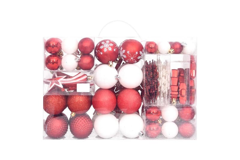 beBasic Julekulesett 108 deler rød og hvit - RÃ¸d - Julepynt & juledekorasjon - Juletrepynt & julekuler