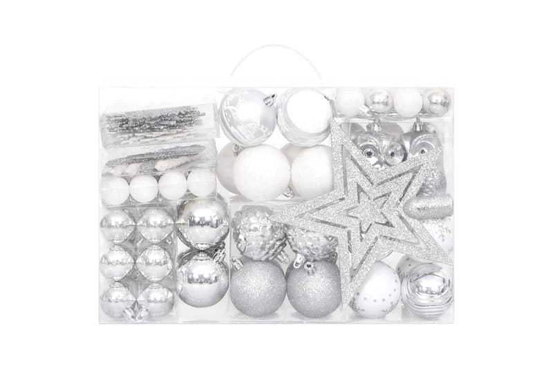 beBasic Julekulesett 108 deler sølv og hvit - Hvit - Julepynt & juledekorasjon - Juletrepynt & julekuler