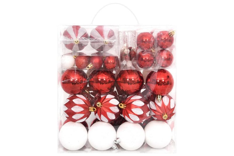 beBasic Julekulesett 64 deler rød og hvit - RÃ¸d - Julepynt & juledekorasjon - Juletrepynt & julekuler