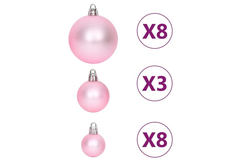 beBasic Julekulesett 65 deler rosa/rød/hvit - Rosa - Julepynt & juledekorasjon - Juletrepynt & julekuler