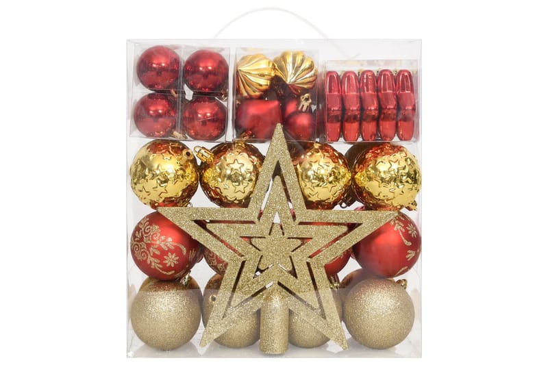 beBasic Julekulesett 70 deler gull og rød - RÃ¸d - Julepynt & juledekorasjon - Juletrepynt & julekuler