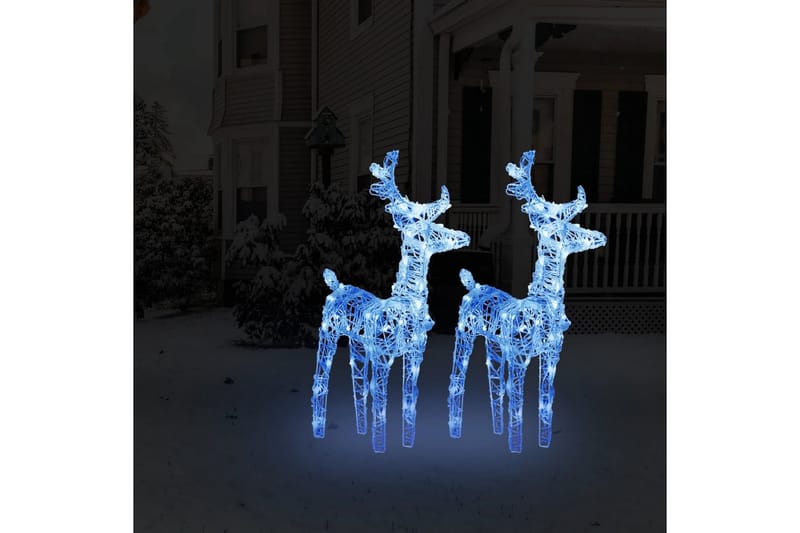 beBasic Julereinsdyr 2 stk blå 80 LED akryl - BlÃ¥ - Lys jul - Julepynt & juledekorasjon