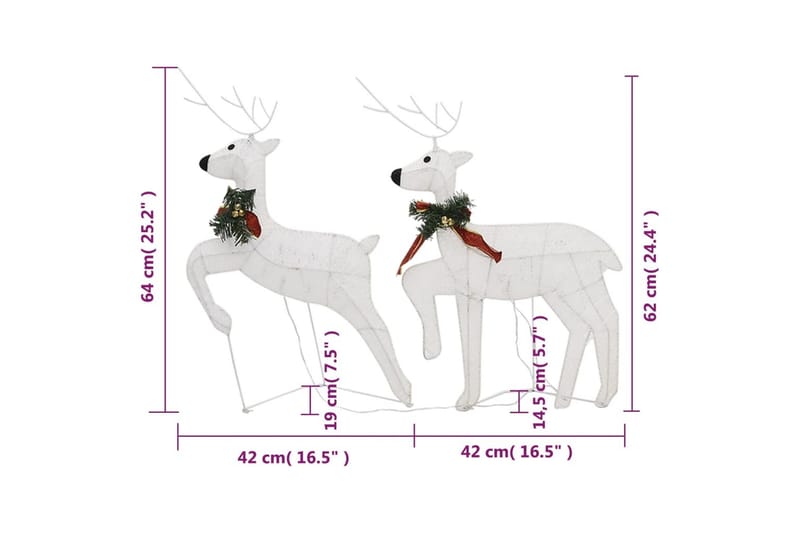 beBasic Julereinsdyr 2 stk hvit 40 LED - Innredning - Julepynt & helgedekorasjon - Julepynt & juledekorasjon - Lys jul