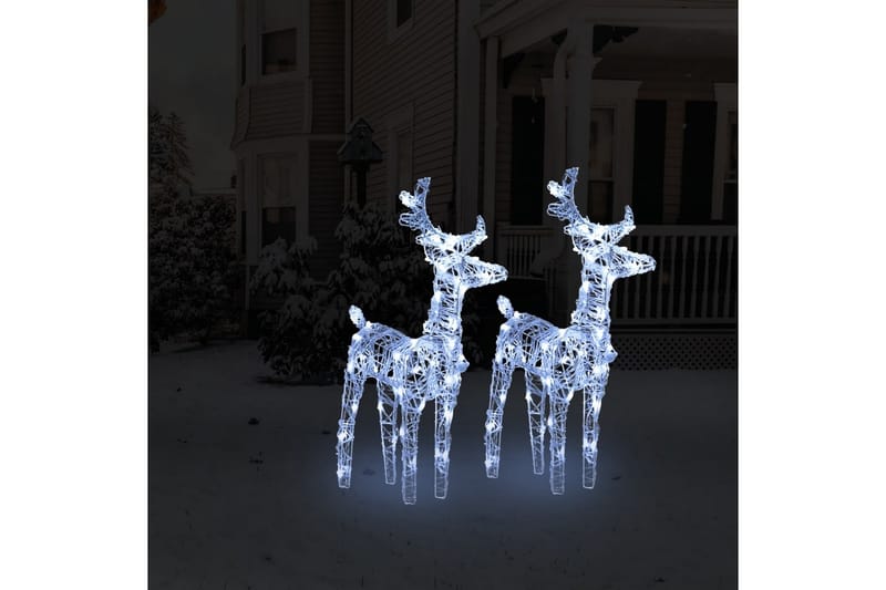 beBasic Julereinsdyr 2 stk kaldhvit 80 LED akryl - Hvit - Lys jul - Julepynt & juledekorasjon