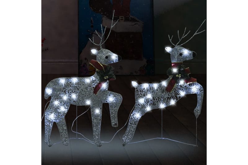 beBasic Julereinsdyr 2 stk sølv 40 LED - Silver - Lys jul - Julepynt & juledekorasjon
