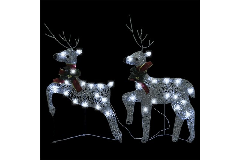 beBasic Julereinsdyr 2 stk sølv 40 LED - Silver - Lys jul - Julepynt & juledekorasjon