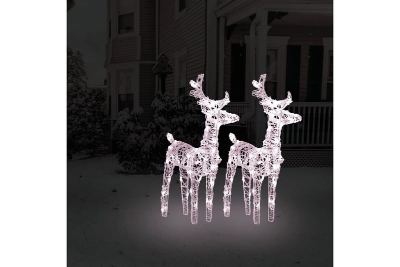 beBasic Julereinsdyr 2 stk varmhvit 80 LED akryl - Hvit - Lys jul - Julepynt & juledekorasjon