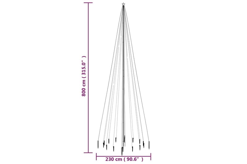 beBasic Juletre med bakkeplugg blå 1134 lysdioder 800 cm - Plastjuletre