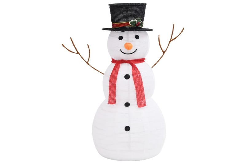 Dekorativ snømannfigur med LED luksusstoff 90cm - Hvit - Juleengel & julefigur - Julepynt & juledekorasjon