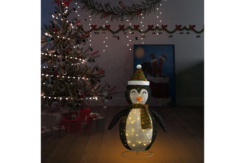 Dekorativ pingvinfigur julesnø LED luksusstoff 90 cm - Hvit - Juleengel & julefigur - Julepynt & juledekorasjon