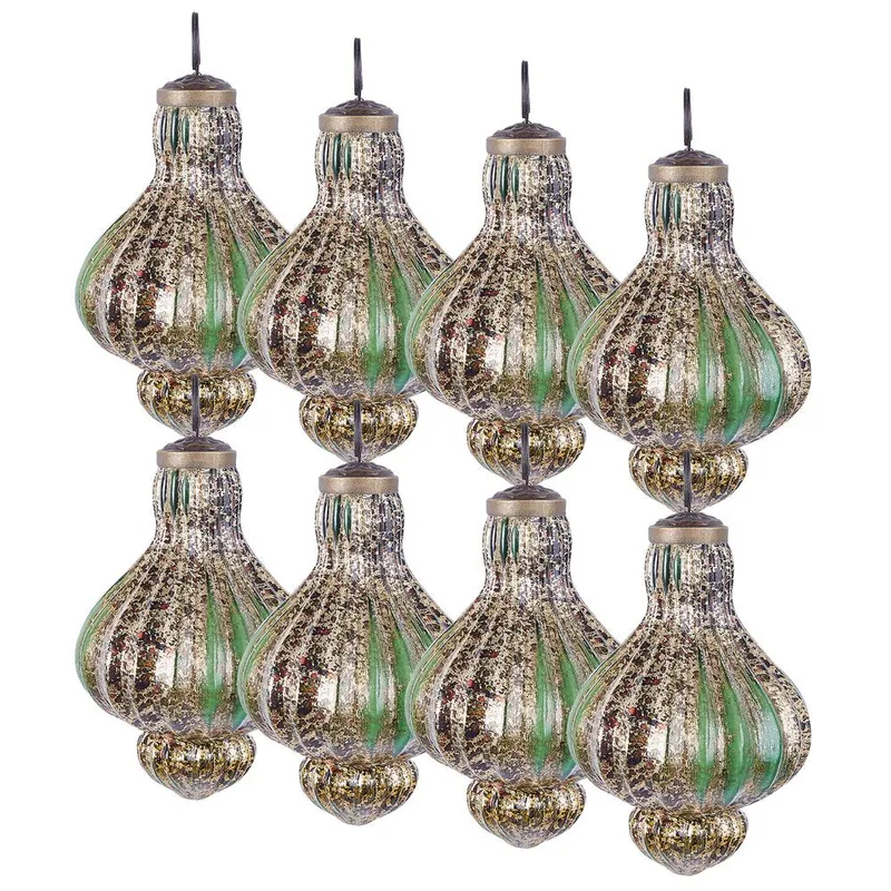 Julekule Brillant Sett med 8 - Gull, Grønn - Innredning - Julepynt & helgedekorasjon - Julepynt & juledekorasjon