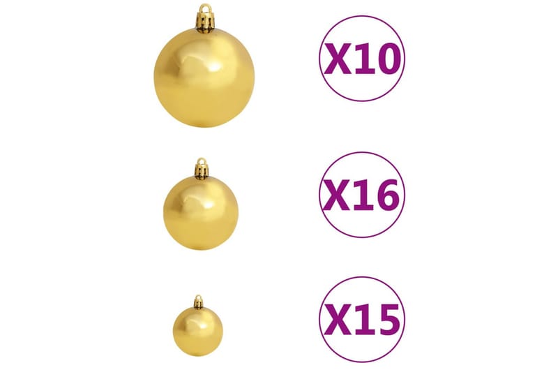 Julekulesett 120 deler med topp og 300 LED gull og bronse - Gull - Julepynt & juledekorasjon - Juletrepynt & julekuler