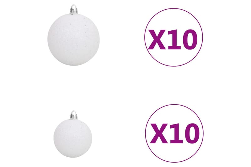 Julekulesett 120 deler med topp og 300 LED hvit og grå - Grå - Julepynt & juledekorasjon - Juletrepynt & julekuler