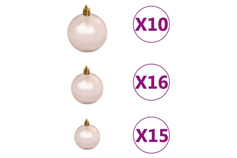 Julekulesett 120 deler med topp og 300 LED rosa gull - Gull - Julepynt & juledekorasjon - Juletrepynt & julekuler