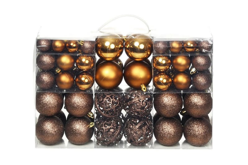 Julekulesett 6 cm 100 stk brun/bronse/gull - Juletrepynt & julekuler - Julepynt & juledekorasjon