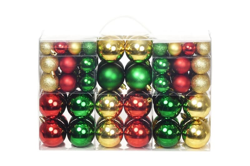 Julekulesett 6 cm 100 stk rød/gull/grønn - Julepynt & juledekorasjon - Juletrepynt & julekuler