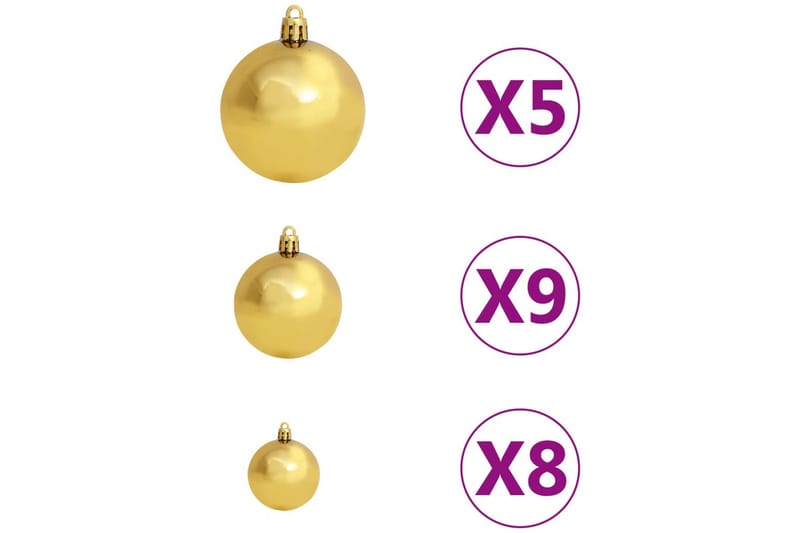 Julekulesett 61 deler med topp og 150 LED gull og bronse - Gull - Julepynt & juledekorasjon - Juletrepynt & julekuler
