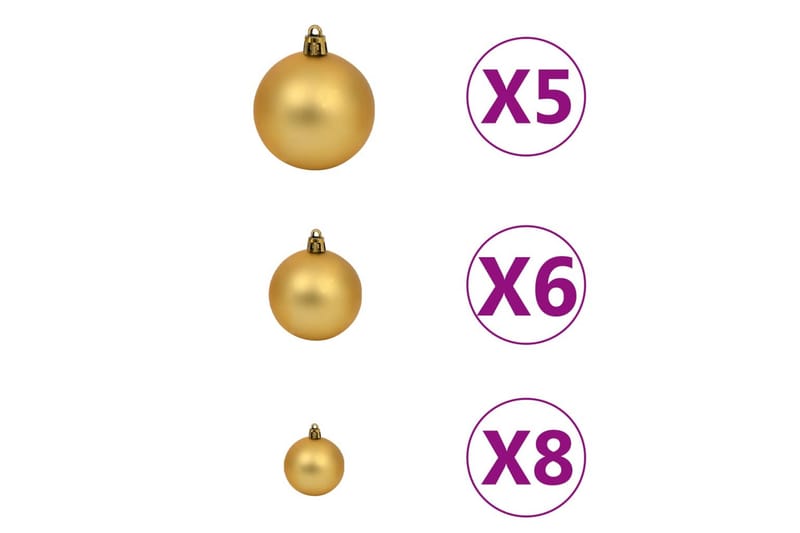 Julekulesett 61 deler med topp og 150 LED gull og bronse - Gull - Julepynt & juledekorasjon - Juletrepynt & julekuler