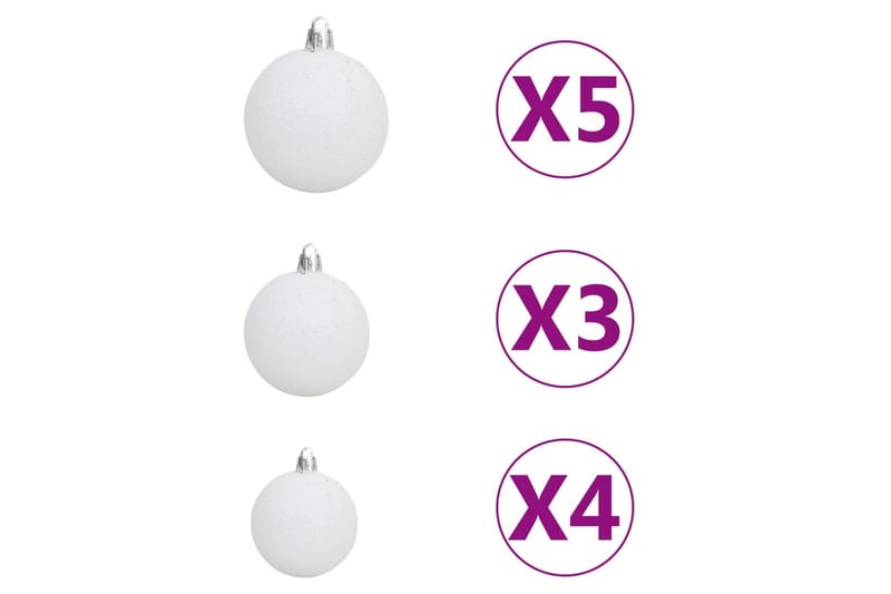 Julekulesett 61 deler med topp og 150 LED hvit og grå - Grå - Julepynt & juledekorasjon - Juletrepynt & julekuler
