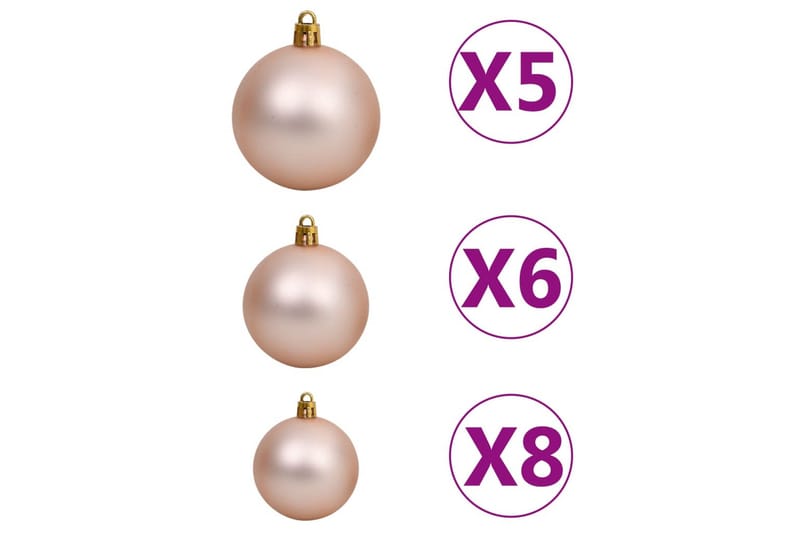 Julekulesett 61 deler med topp og 150 LED rosa gull - Gull - Julepynt & juledekorasjon - Juletrepynt & julekuler