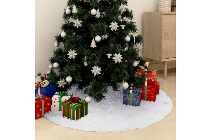 Juletreskjørt hvit 150 cm fuskepels - Hvit - Plastjuletre