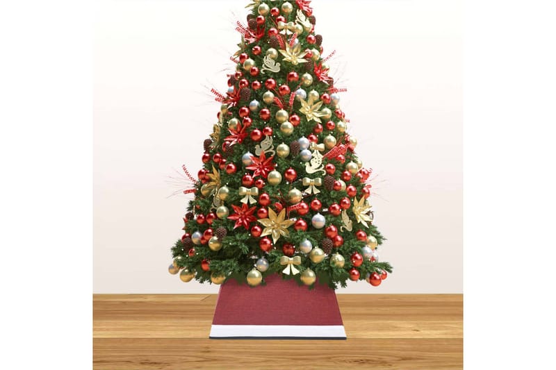 Juletreskjørt rødt og hvitt 48x48x25 cm - Hvit - Julepynt & juledekorasjon - Juletrepynt & julekuler