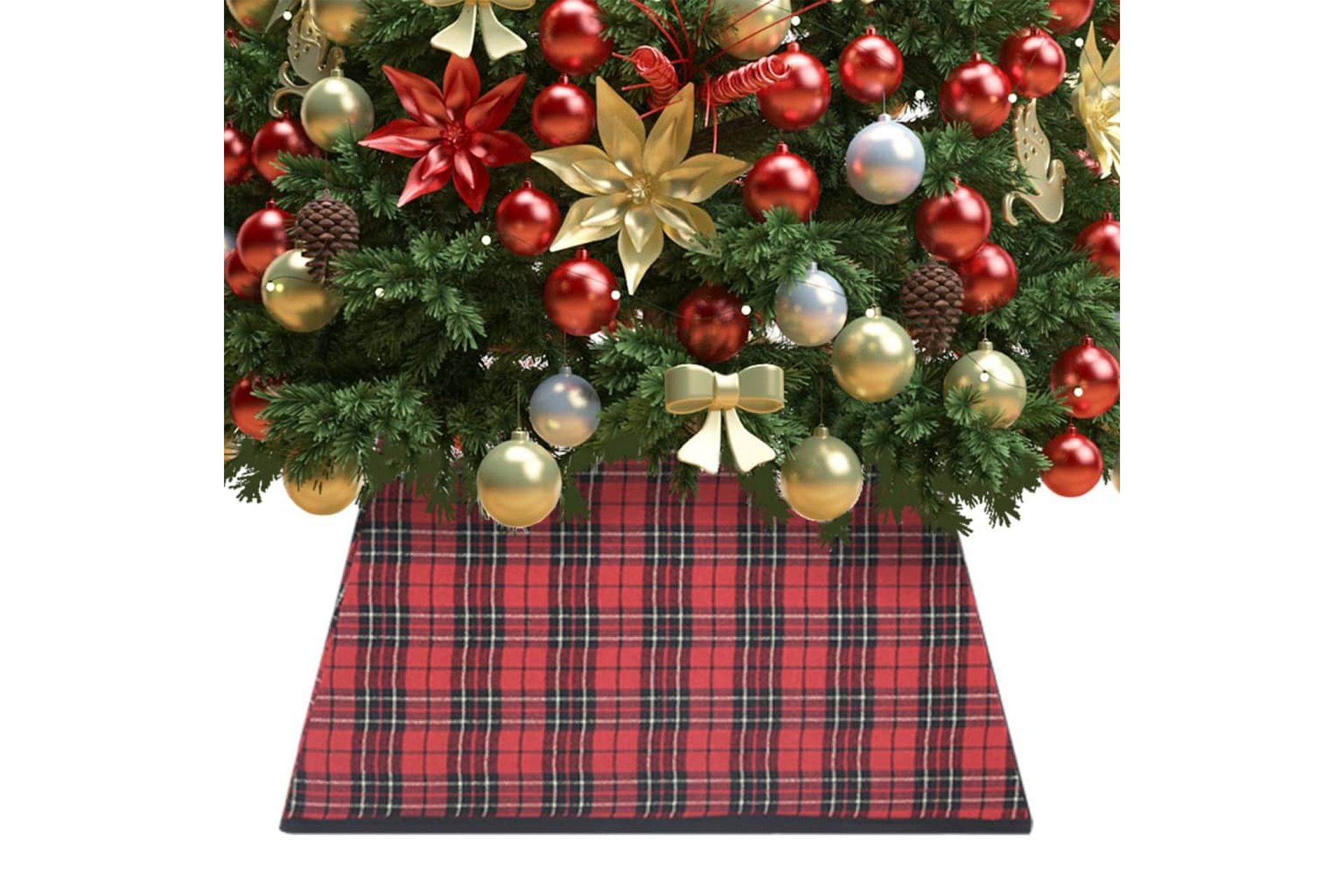 Juletreskjørt rødt og svart 48x48x25 cm - Rød - Innredning - Julepynt & helgedekorasjon - Julepynt & juledekorasjon