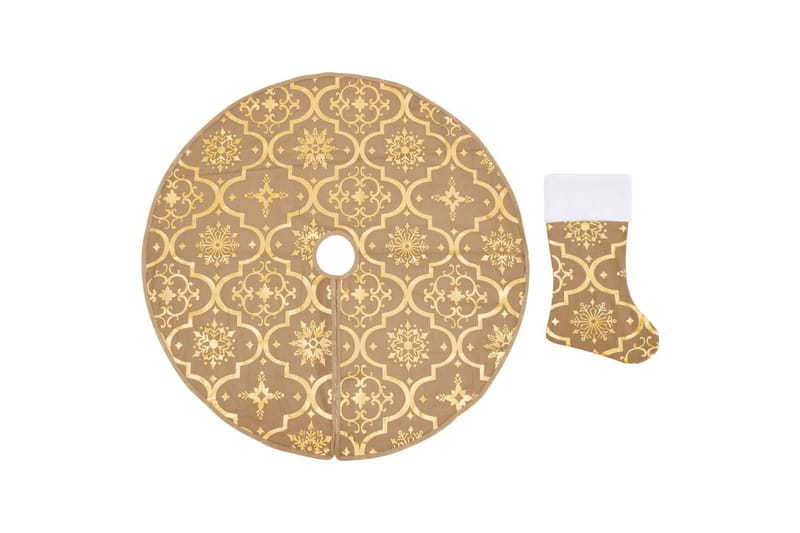 Luksus juletreskjørt med sokk gul 150 cm stoff - Gul - Juletrematte - Julepynt & juledekorasjon