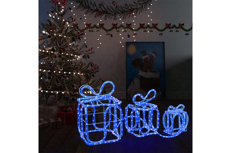 Julepynt gaveesker med 180 lysdioder innendørs utendørs - Blå - Plastjuletre